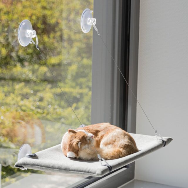 Hamac Pour Chat Fenêtre - Coussin Douillet - Cadre Renforcé Bois Et Métal - Support Jusqu'à 20 Kg